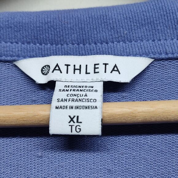 Athleta Cropped Light Sweater Women Size XL Purple Collared Athleisure Active - Picture 6 of 8
